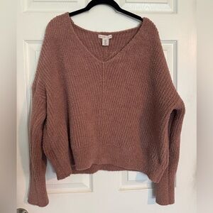 Cozy V-Neck Sweater in Dusty Pink